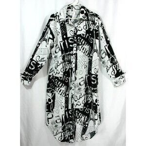 NEW Live 4 Truth Paris Logo Black White Abstract Art Graphic Shirt Dress L